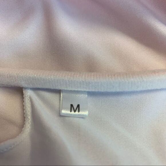 𝅺PEACH Laceup ruffle frill Shoulder crop top bikini top Sz M 🔥 - Picture 5 of 8